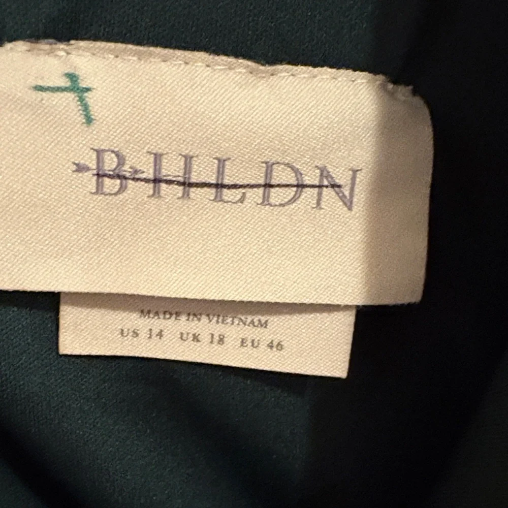 BHLDN Emerald Satin Maxi Dress size 14 brand new without tag - Picture 4 of 6